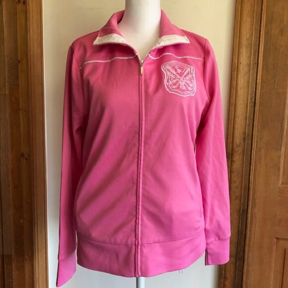 LILLY PULITZER Embroidered Monogram Crest Pink Athletic Jacket Medium - Picture 1 of 17